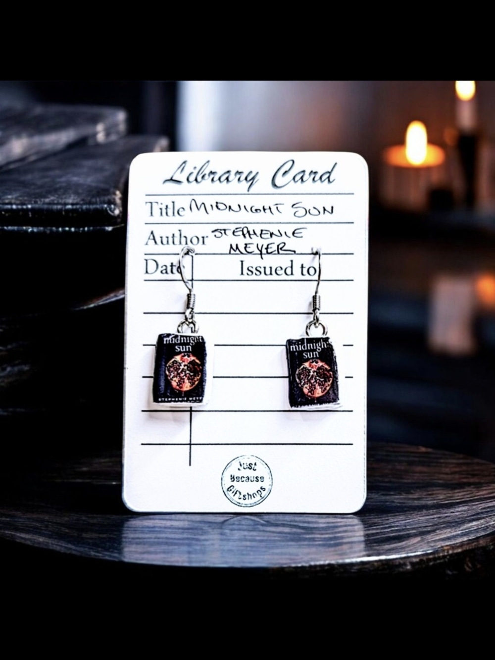 Midnight Sun Book Cover Dangle Earrings